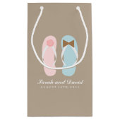 His and Shirsビーチサンダルビーチ結婚式 スモールペーパーバッグ (裏面)