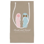 His and Shirsビーチサンダルビーチ結婚式 スモールペーパーバッグ (正面)