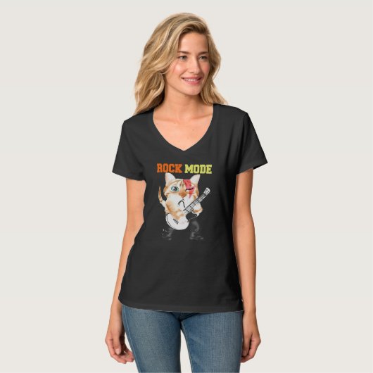 His Cats Kittens Rock Mode Pun Tシャツ (正面フル)