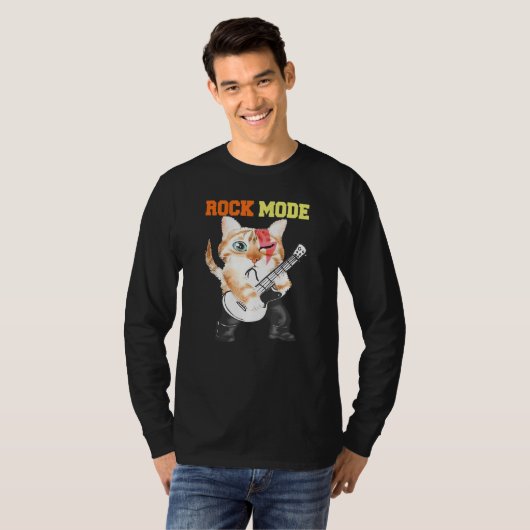 His Cats Kittens Rock Mode Pun Tシャツ (正面フル)
