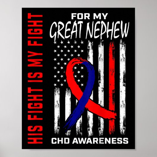 His Fight Chd Awareness Great Nephew Usa Flag Ck G ポスター (正面)