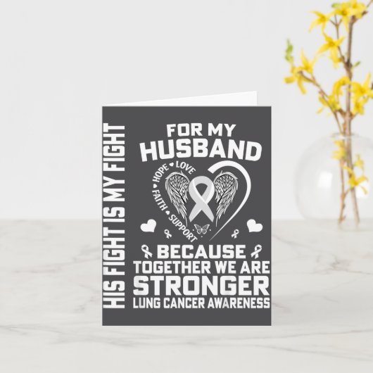 His Fight Is My Fight For My Husband - Lung Cancer カード (黄色い花)