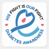His Fight Is Our Fight – Diabetes Awareness スクエアシール (正面)