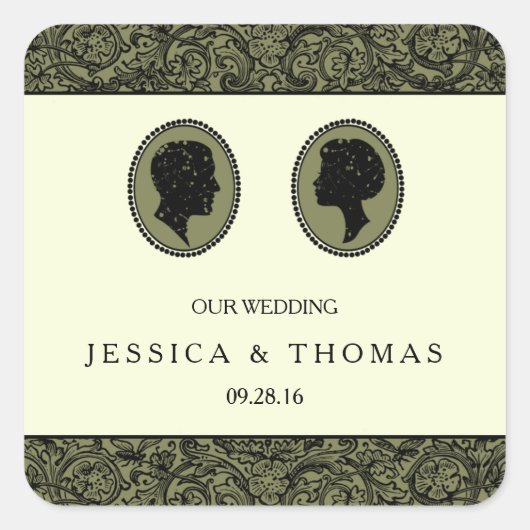 His & Herアールデコシルエット結婚ズコレクション スクエアシール (正面)