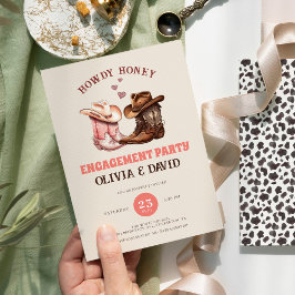 His & Herカウボーイブーツウェスタン婚約パーティ 招待状