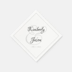 His & Herスクリプト名、グレー縁ど対2結婚の スタンダードカクテルナプキン