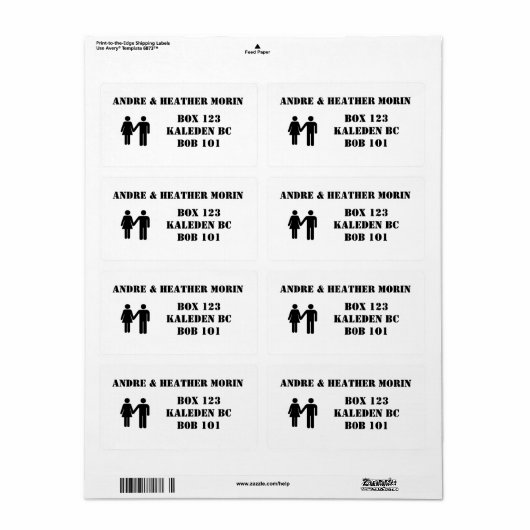 His & Her Adressラベル ラベル (フルシート)