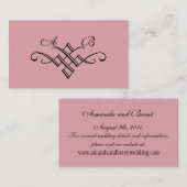 His & Her Monogramの結婚Website Card in Pink エンクロージャーカード (正面/裏面)