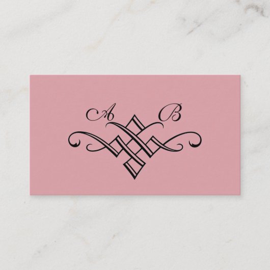 His & Her Monogramの結婚Website Card in Pink エンクロージャーカード (正面)