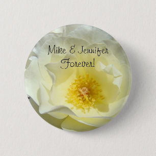 His & Her Name forever! buttons Rose Flower Brides 缶バッジ