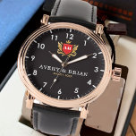 His & her name initials monogram couple 腕時計<br><div class="desc">Personalized watch with the names of the bride and groom or the couple in love. This watch can be customized by changing the text with the name of the loved one or the wedding date. It can be an ideal gift for newlyweds or for silver or golden wedding anniversaries. Monogram...</div>