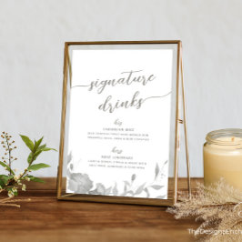 His & Her Signature Drinksカクテルサインのポスター 招待状