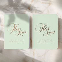 "His & Hers" エレガントな結婚式 ミント色の誓約書 フォイルカバー付きノート