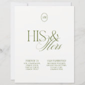 His & Hers サイン入りカクテル グリーン ウェディング サイン (正面)