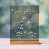 His & Hers Drinks - Special Wedding Drink Bar Sign アクリルサイン (ニュートラル)
