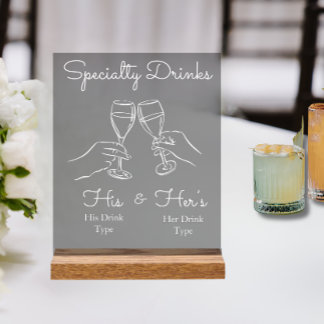 His & Hers Drinks - Special Wedding Drink Bar Sign アクリルサイン