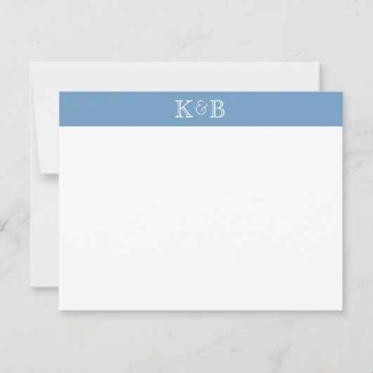 His & Hers Initials Banded Stationery ノートカード (正面)