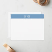 His & Hers Initials Banded Stationery ノートカード (正面/裏面インサイチュ)