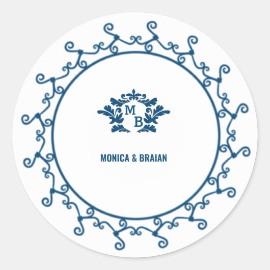 His & Hers Monogram Elegant Floral Initials ラウンドシール (正面)