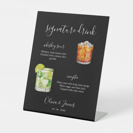 His & Hers Signature Drink Sign Template, 台座サイン (正面)