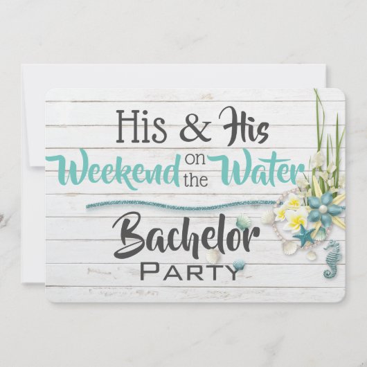 His & His "Water" Bachelor Party Invitation 招待状 (正面)