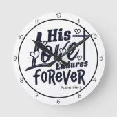 His Love Endures Forever ラウンド壁時計 (正面)