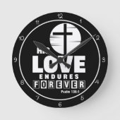 His Love Endures Forever Art ラウンド壁時計 (正面)