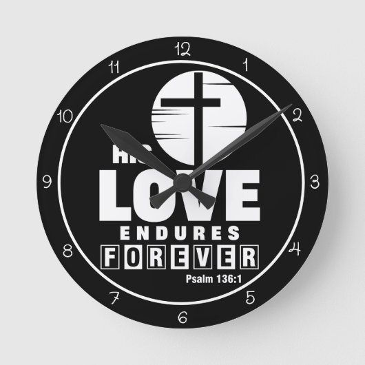His Love Endures Forever Art ラウンド壁時計 (正面)