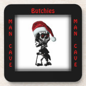 His Man Cave Square Christmas / Holiday Coasters コースター (正面)