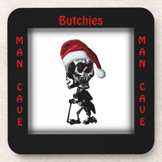 His Man Cave Square Christmas / Holiday Coasters コースター (正面)