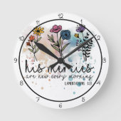 His Mercies Are New Every Morning Art ラウンド壁時計 (正面)