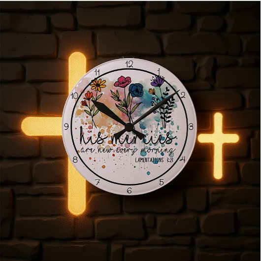 His Mercies Are New Every Morning Art ラウンド壁時計