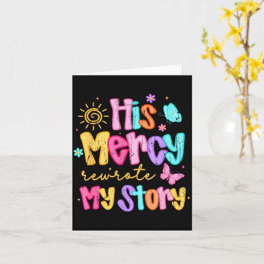 His Mercy Rewrote My Story, Thankful, Fall Christi カード (黄色い花)