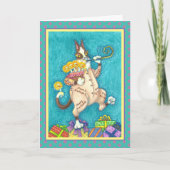 HIS N' FITZ CAT IN誕生日・スーツ、ケーキ、キャンドル カード (正面)