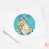 HIS N' FITZ CAT IN誕生日・スーツ、ケーキ、キャンドル ラウンドシール (封筒)