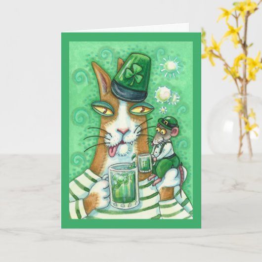 HIS N' FITZ CAT & RAT、応援からグリーンビールへおもしろい カード (黄色い花)