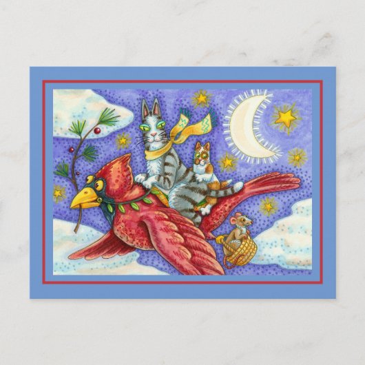 HIS N' FITZ CATS、おもしろい巨大クリスマス(鳥)ショウジョウコウカンチョウ シーズンポストカード (正面)