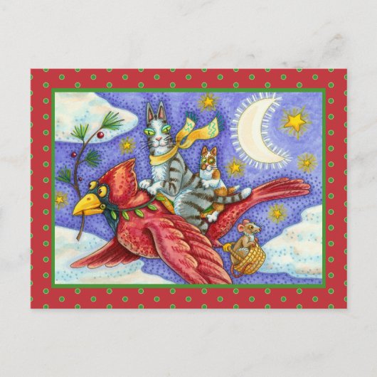 HIS N' FITZ CATS、おもしろい巨大クリスマス(鳥)ショウジョウコウカンチョウ シーズンポストカード (正面)