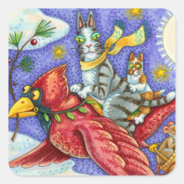 HIS N' FITZ CATS、おもしろい巨大クリスマス(鳥)ショウジョウコウカンチョウ スクエアシール
