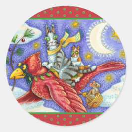 HIS N' FITZ CATS、おもしろい巨大クリスマス(鳥)ショウジョウコウカンチョウ ラウンドシール