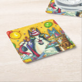 HIS N' FITZ CATS，子猫，ネズミ,おもしろい誕生日 スクエアペーパーコースター (アングル)