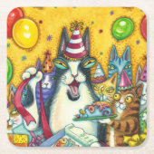 HIS N' FITZ CATS，子猫，ネズミ,おもしろい誕生日 スクエアペーパーコースター (正面)