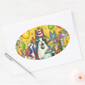 HIS N' FITZ CATS，子猫，ネズミ,おもしろい誕生日 楕円形シール (封筒)