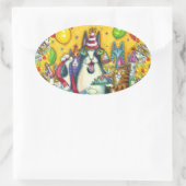 HIS N' FITZ CATS，子猫，ネズミ,おもしろい誕生日 楕円形シール (バッグ)