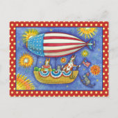 HIS N' FITZ CATS 4 OF JULY ZEPPELIN おもしろい シーズンポストカード (正面)