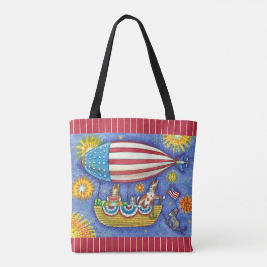 HIS N' FITZ CATS 4 OF JULY ZEPPELIN おもしろい トートバッグ (裏面)