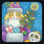 HIS N' FITZ CATS CHRISTMASショッピング、フェザー・ツリー スクエアシール<br><div class="desc">クリスマス気分と可愛さにあふれた母猫と子猫。休日のステッカスタマイズク*... ..N' Fitz Catシリーズの製品は豊富。スーザンブラックデザイン</div>