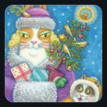 HIS N' FITZ CATS CHRISTMASショッピング、フェザー・ツリー スクエアシール<br><div class="desc">クリスマス気分と可愛さにあふれた母猫と子猫。休日のステッカスタマイズク*... ..N' Fitz Catシリーズの製品は豊富。スーザンブラックデザイン</div>
