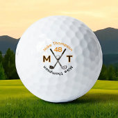 His Name, Initials and Age orange/black Golf Ball ゴルフボール