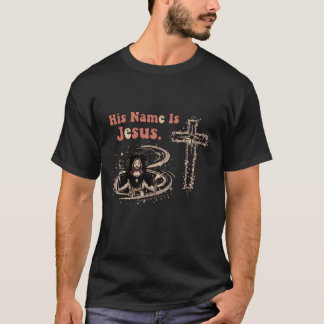 "His Name Is Jesus" ヴィンテージ・クリスチャン・タイポグラフィ Tシャツ